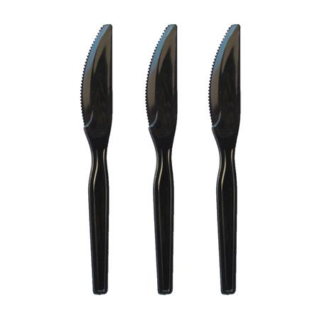 Cubierto plástico. Cuchillo negro 10u